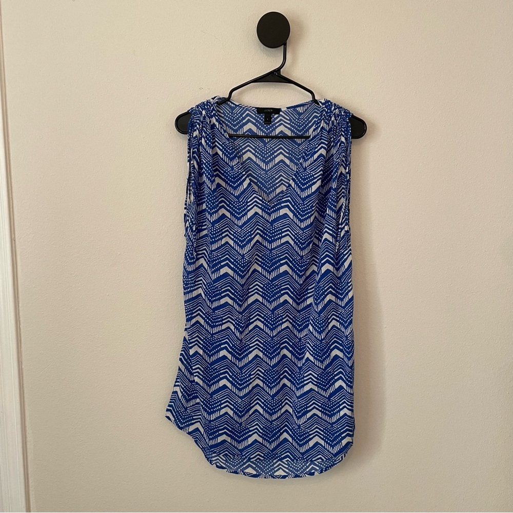 J. Crew Crepe Blue White Chevron Zig Zag Swim Coverup Women’s Small - Picture 4 of 10